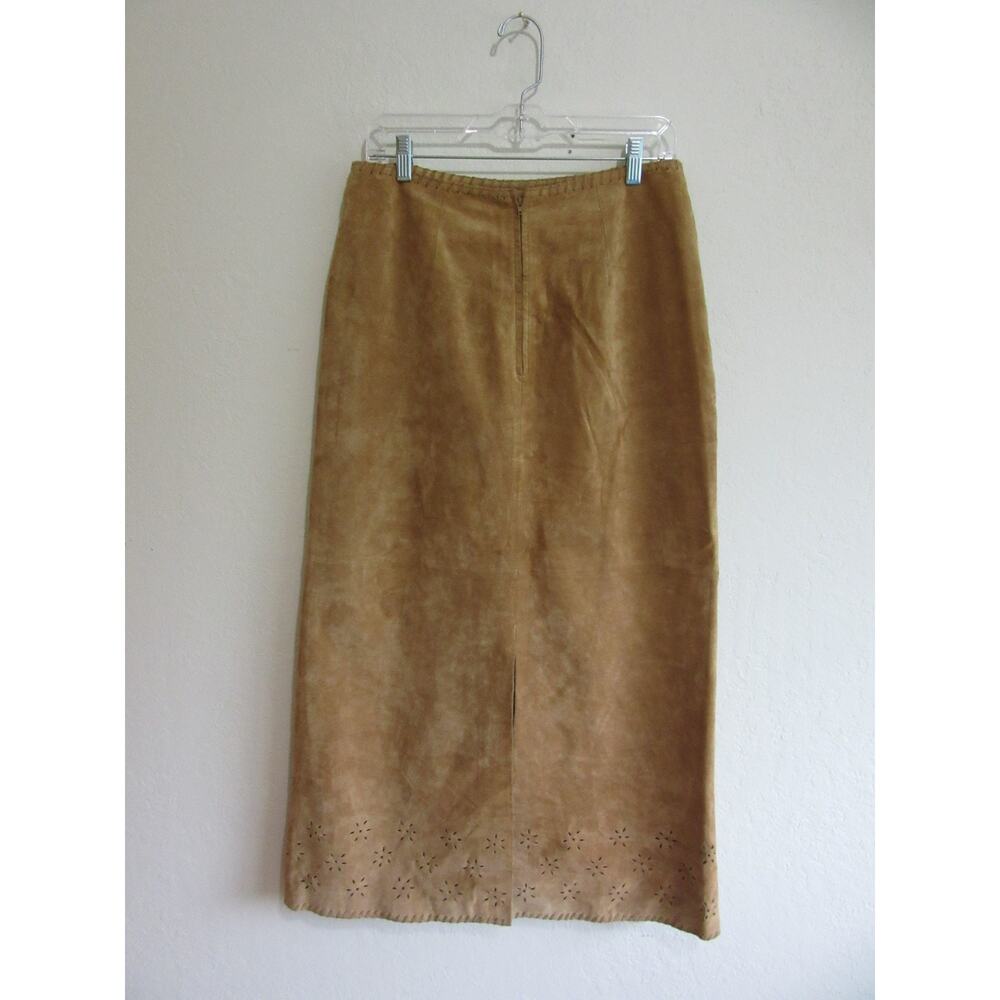 Margaret Godfrey Leather Western Cutout Floral Pattern 8 Ranchwear Midi Skirt - Picture 3 of 5